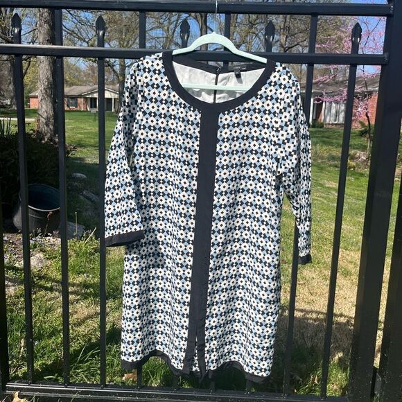 J Crew Geometric Diamond Tile Silk Shift Dress NWT - Picture 10 of 14